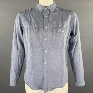 THEORY Size XL Light Blue Heather Linen  Cutaway Long Sleeve Shirt